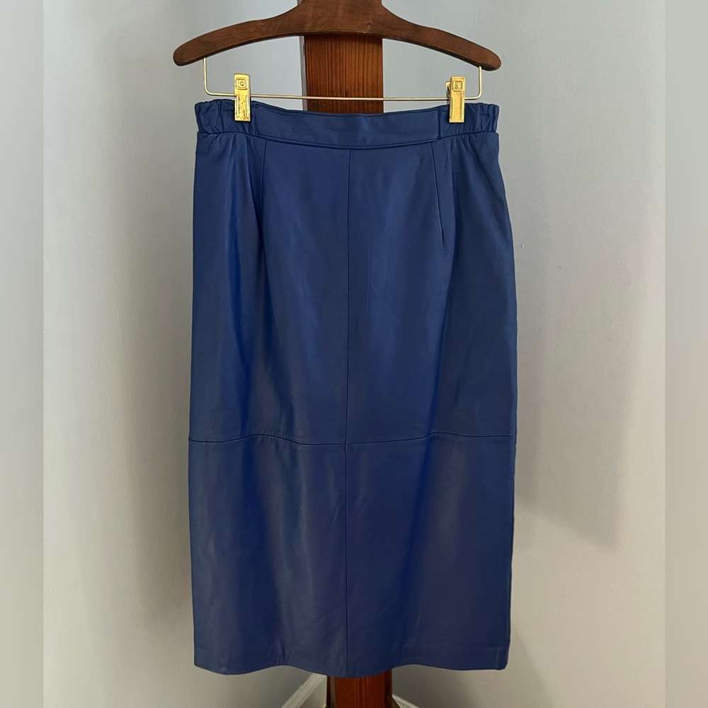 Jacqueline Ferrar Blue Leather Skirt